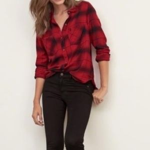 Abercrombie and Fitch Red Flannel Top